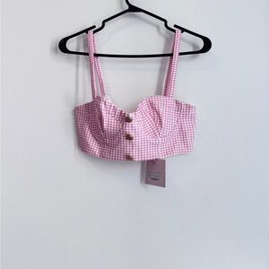 Amber x Meshki Pink Gingham Skirt set